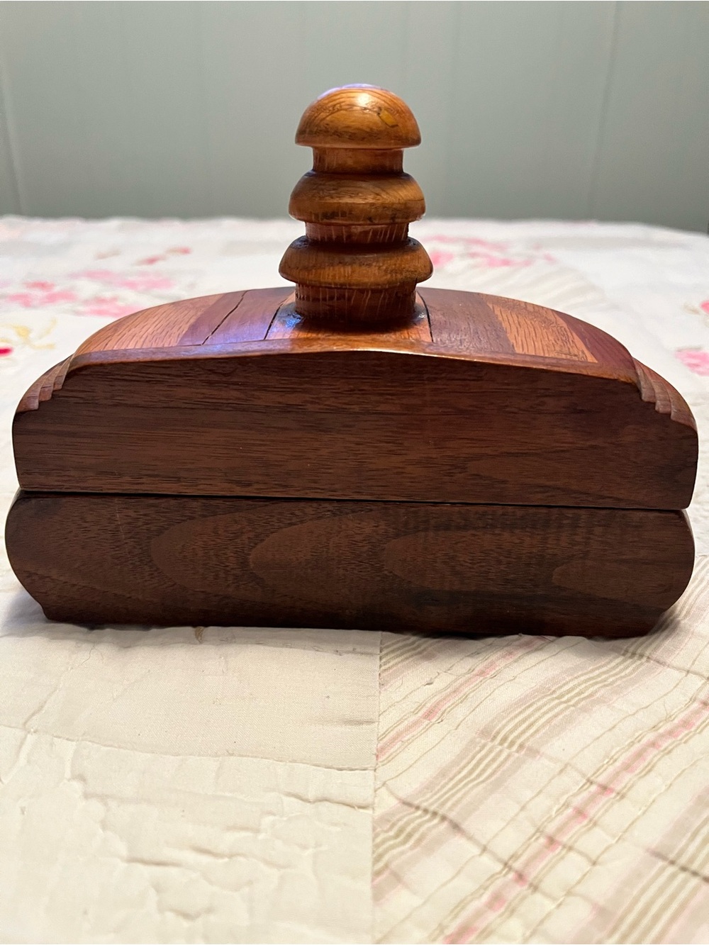 Handcrafted Wooden Half-Moon Trinket Box Hand Turned Half Circle Design - Picture 4 of 16